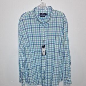Nautica Men's Checkered Shirt in Blue and Green